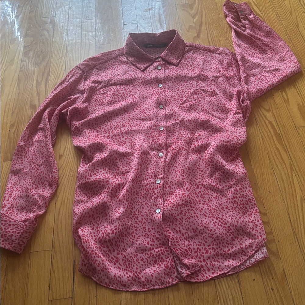 Zara Red Leopard Print Blouse